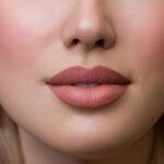 Beautiful full woman's lips after lip blushing cosmetic treatment